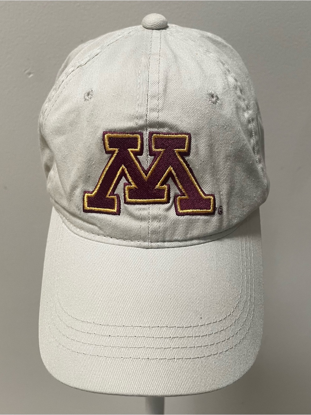 White Baseball Cap with Maroon & Gold 'M' Logo